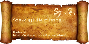 Szakonyi Henrietta névjegykártya
